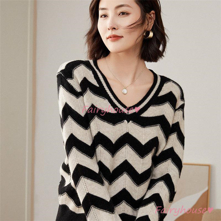 ニット セーター トップス レディース 秋冬 ラウンネック ニットインナー 着痩せ 長袖ニット カジュアルニット オシャレ 幾何柄 きれいめ 通勤 