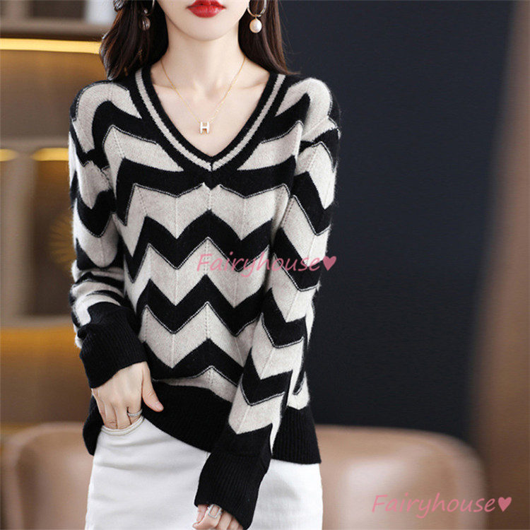 ニット セーター トップス レディース 秋冬 ラウンネック ニットインナー 着痩せ 長袖ニット カジュアルニット オシャレ 幾何柄 きれいめ 通勤 
