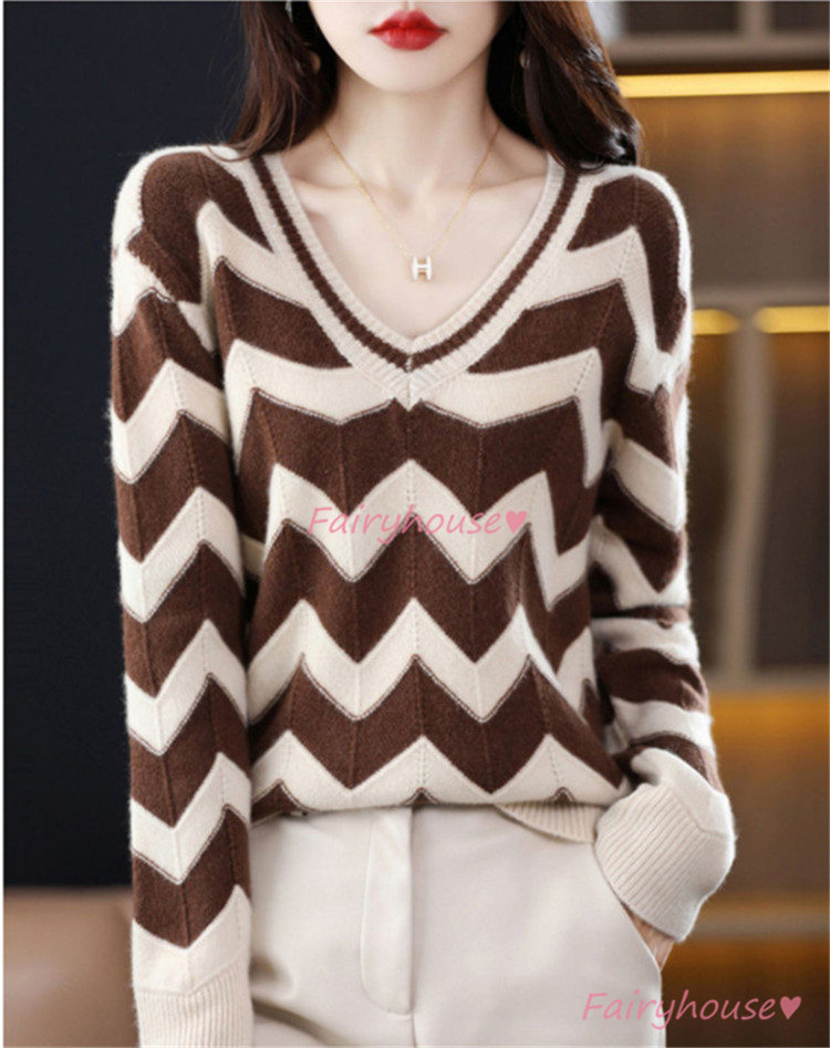 ニット セーター トップス レディース 秋冬 ラウンネック ニットインナー 着痩せ 長袖ニット カジュアルニット オシャレ 幾何柄 きれいめ 通勤 