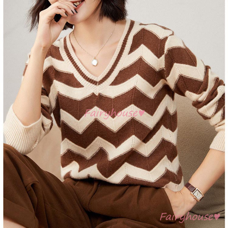 ニット セーター トップス レディース 秋冬 ラウンネック ニットインナー 着痩せ 長袖ニット カジュアルニット オシャレ 幾何柄 きれいめ 通勤 