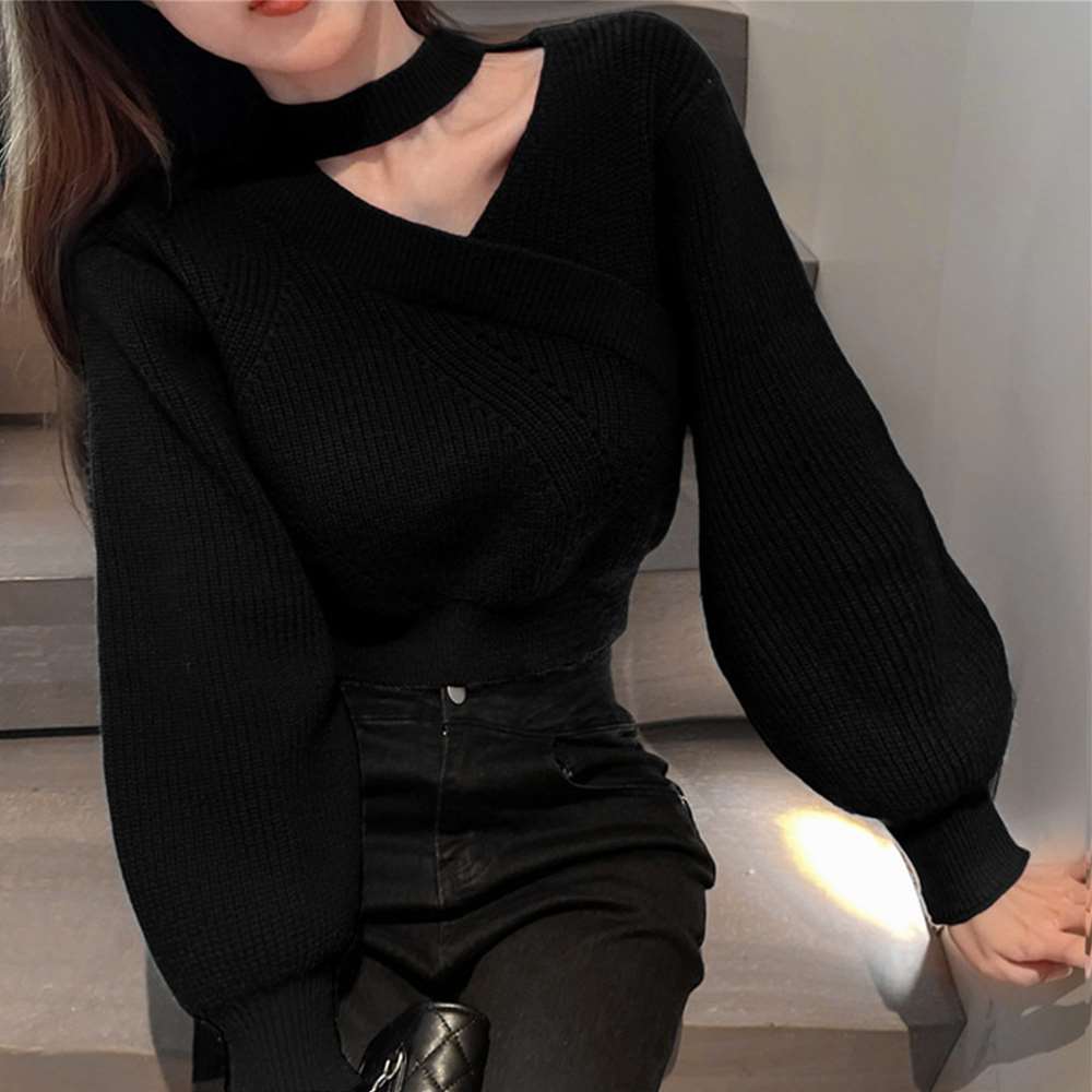 ショート丈 ニット トップス レディース  