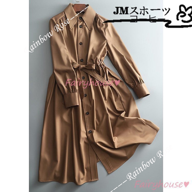 トレンチコート レディース 40代 ロング丈ジャケット 春コート カーキアウター 韓国風 バーカー 30代 50代 秋服 ゆったり 大きいサイズ 