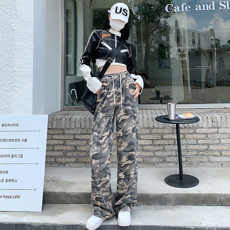 カモフラ 迷彩柄 ロングパンツ 韓国 ストリート オルチャン レディース K-POP 原宿系 衣装 ダンス HIPHOP 