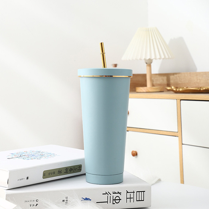 2個セット ストロー付きタンブラー 保冷 保温 真空断熱 500MLタイプ タンブラー 水滴が付かない ビール プレゼント お揃い お祝い 水筒 お酒 温くならない 