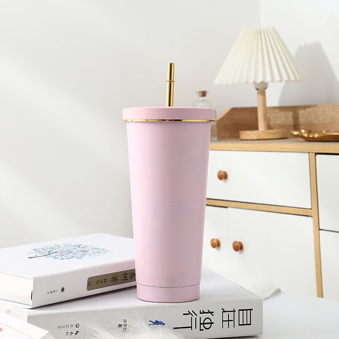 2個セット ストロー付きタンブラー 保冷 保温 真空断熱 500MLタイプ タンブラー 水滴が付かない ビール プレゼント お揃い お祝い 水筒 お酒 温くならない 