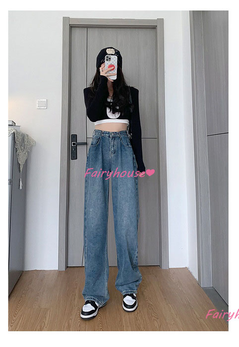 ジーンズ レディース デニムパンツ ストレート ジーパン ワイドパンツ 秋冬 ズボン 春夏 オシャレ30代 ゆったり着痩せ ハイウエスト ロングデニムワイドパンツ 