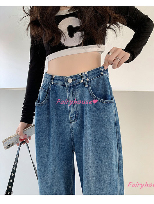 ジーンズ レディース デニムパンツ ストレート ジーパン ワイドパンツ 秋冬 ズボン 春夏 オシャレ30代 ゆったり着痩せ ハイウエスト ロングデニムワイドパンツ 