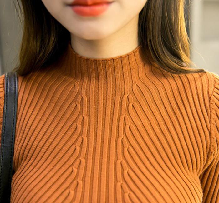 短納期！ハイネックニット ワンピース 秋冬 ニットワンピ 長袖 膝丈 無地 シンプル ひざ 洗える 洗濯 伸縮性 ロング 小顔 