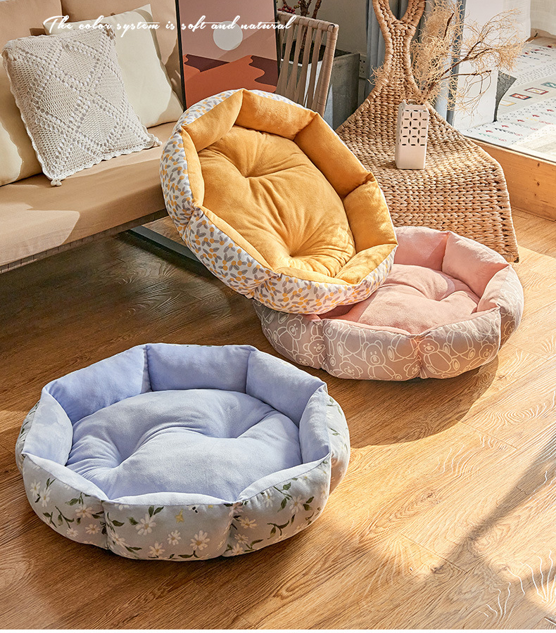犬猫 ペットベッド 花柄 小型 クッション 犬用 猫ベッド 肌触り抜群 猫用 かわいい ペットソファ 滑り止め 春夏秋冬 洗える キャットハウス 四季適用 犬ベッド 