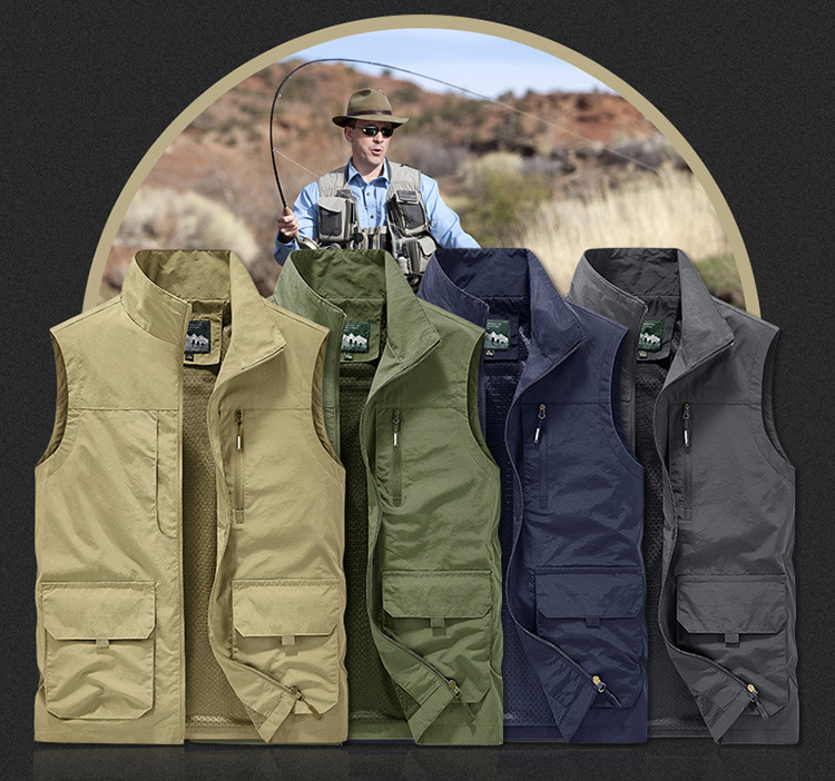 釣りベスト メンズ 無地 立ち襟 野外撮影 作業服 軽量 ミリタ撮影用 ウォーキング カメラマン ポケット スポーツ アウトドア 仕事 機能性 作業着 農業 登山 