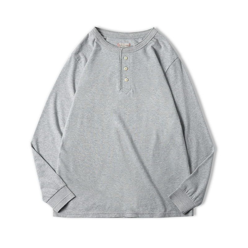 ヘンリーネック Tシャツ メンズ 無地 インナー シンプル カジュアル Tシャツ 長袖 通気 綿生地 アメカジ ソフト プルオーバー トップス 