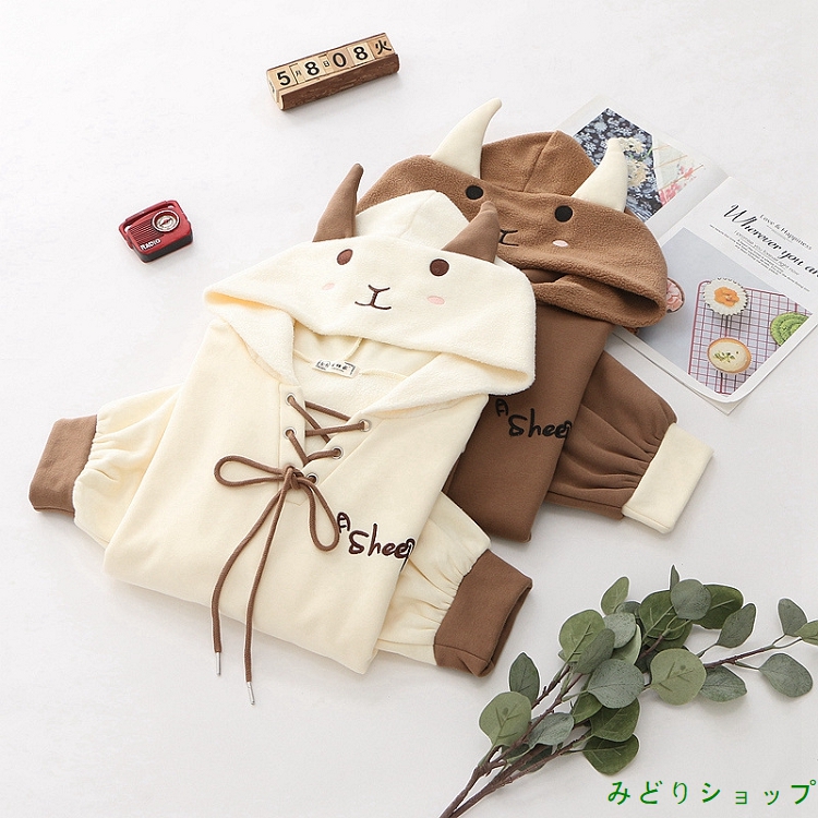 トレーナー 裏起毛 裏ボア 羊 長袖 森ガール レディース 