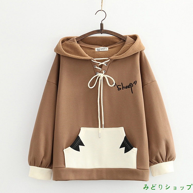 トレーナー 裏起毛 裏ボア 羊 長袖 森ガール レディース 