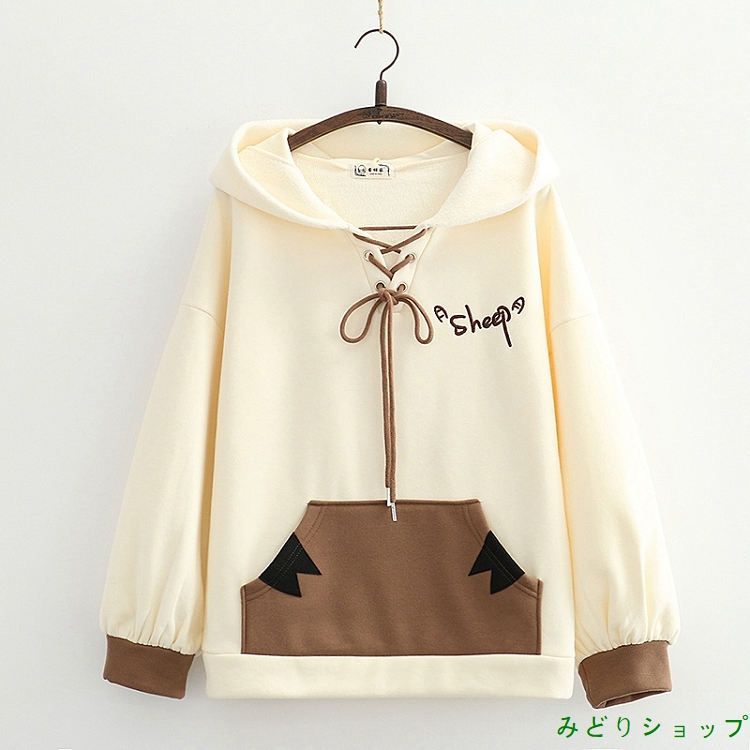 トレーナー 裏起毛 裏ボア 羊 長袖 森ガール レディース 