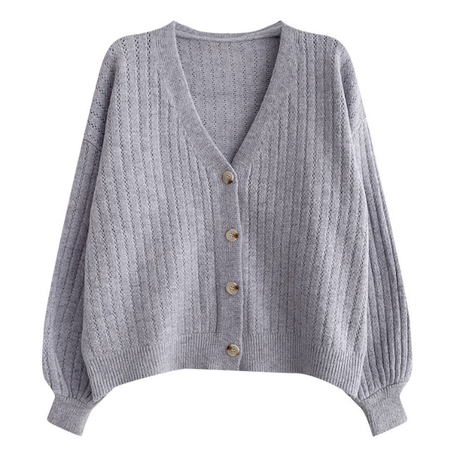 送料無料 ニットカーディガン ボタンダウン レディース カーディガン Vネック ゆったり カーデ ボタンカーディガン ニット オフィス ショートカーディガン 