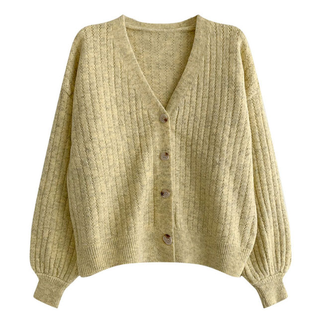 送料無料 ニットカーディガン ボタンダウン レディース カーディガン Vネック ゆったり カーデ ボタンカーディガン ニット オフィス ショートカーディガン 