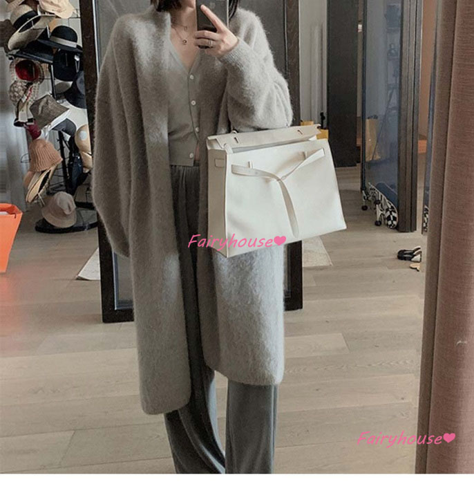 ニットカーディガン レディース 秋冬 長袖ニットコーディガン ロングコーディガン Vネックカーディガン 無地セーター ゆったりニットアウター 韓国風 おしゃれ 