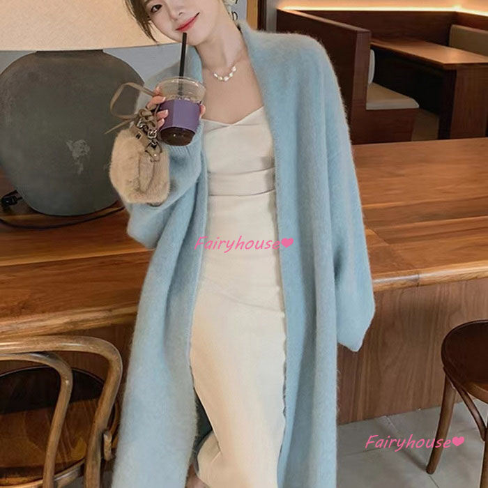 ニットカーディガン レディース 秋冬 長袖ニットコーディガン ロングコーディガン Vネックカーディガン 無地セーター ゆったりニットアウター 韓国風 おしゃれ 