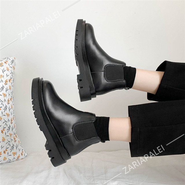 ショートブーツ レディース ブーツ ショート 厚底 ブーティ フェイクレザー レディースフ ジッパー ソマリ レトロ 