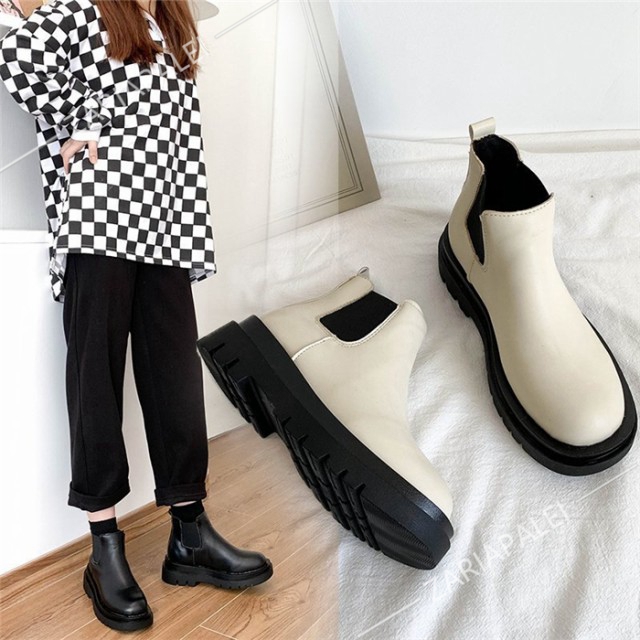 ショートブーツ レディース ブーツ ショート 厚底 ブーティ フェイクレザー レディースフ ジッパー ソマリ レトロ 