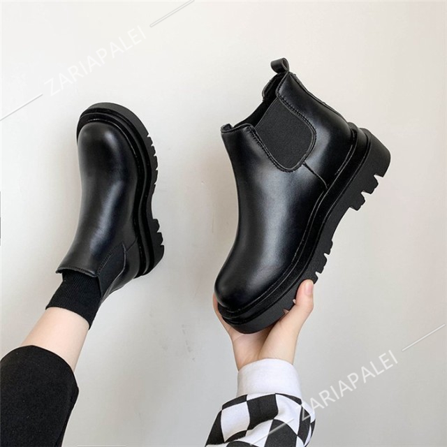 ショートブーツ レディース ブーツ ショート 厚底 ブーティ フェイクレザー レディースフ ジッパー ソマリ レトロ 