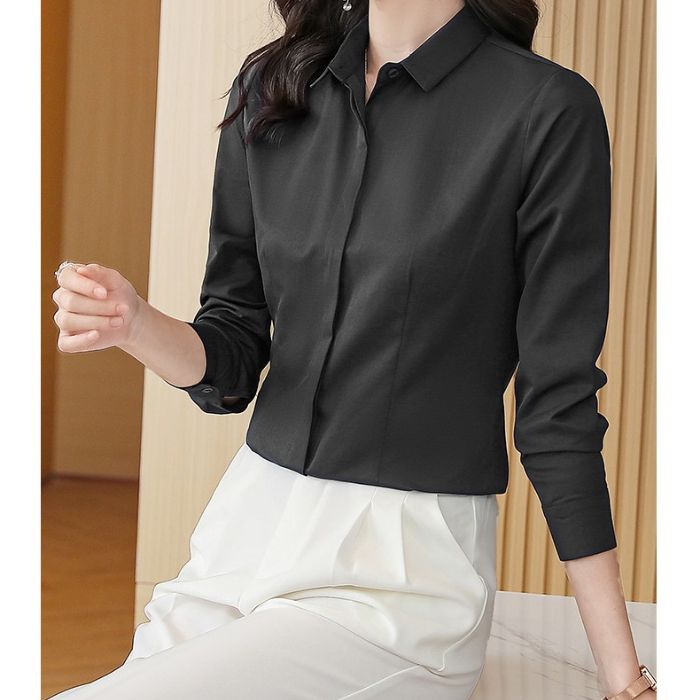 レディース シャツ ママシャツ 穏やかな3色選び エレトップス Vネック カジュアル風 きれいめ 長袖 着痩 ブラウス 秋冬 オシャレ 