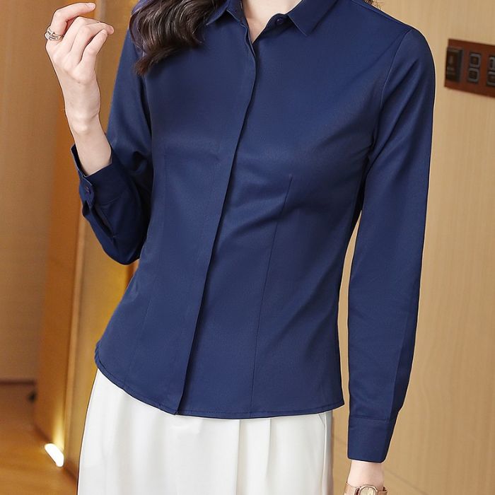 レディース シャツ ママシャツ 穏やかな3色選び エレトップス Vネック カジュアル風 きれいめ 長袖 着痩 ブラウス 秋冬 オシャレ 