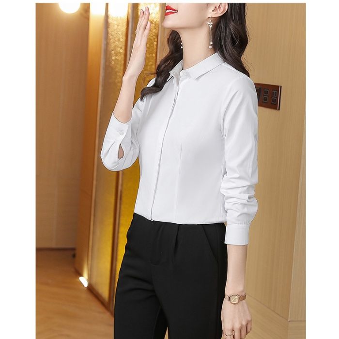 レディース シャツ ママシャツ 穏やかな3色選び エレトップス Vネック カジュアル風 きれいめ 長袖 着痩 ブラウス 秋冬 オシャレ 