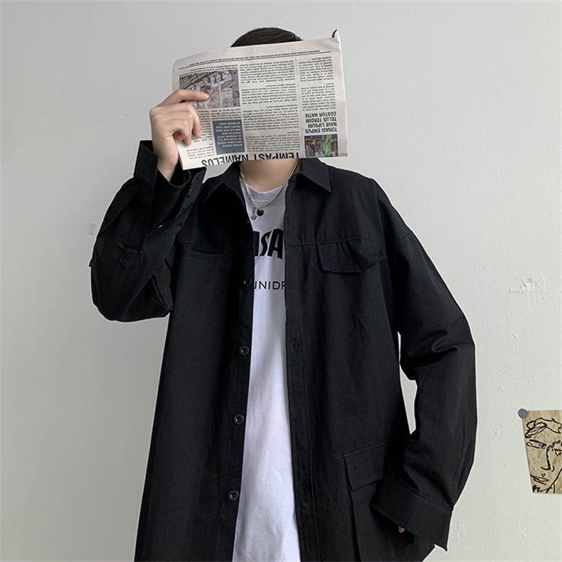 メンズ シャツ カジュアルシャツ 長袖 ワーク 無地 男子トップス 外套 通勤 春秋 上着 普段着 スクール お出掛け 通学 アウター ポケット 