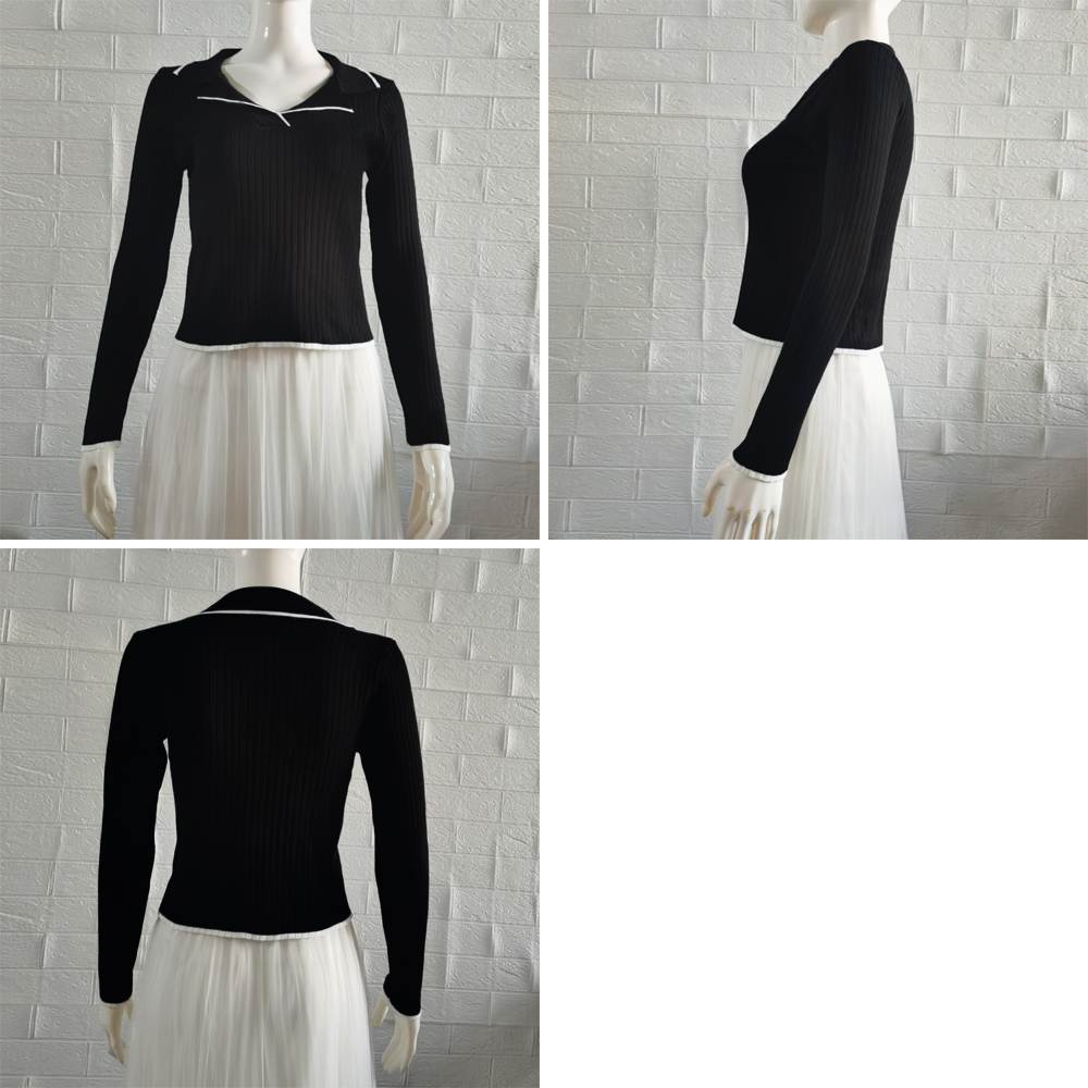 ポロニットトップス バイ韓国風 。可  