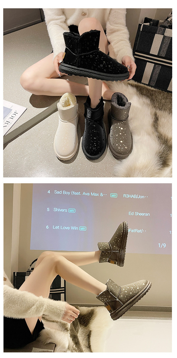 ショートブーツ ムートンブーツ レディース おしゃれ スノーブーツ キレイめ 裏起毛 内ボア 冬靴 防寒 もこもこ モカシン ファーブーツ 