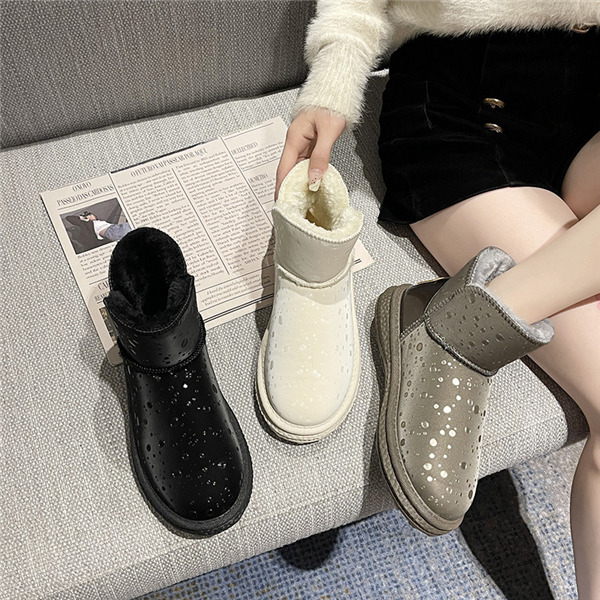 ショートブーツ ムートンブーツ レディース おしゃれ スノーブーツ キレイめ 裏起毛 内ボア 冬靴 防寒 もこもこ モカシン ファーブーツ 