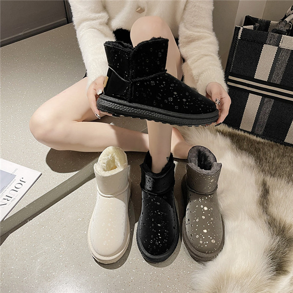 ショートブーツ ムートンブーツ レディース おしゃれ スノーブーツ キレイめ 裏起毛 内ボア 冬靴 防寒 もこもこ モカシン ファーブーツ 