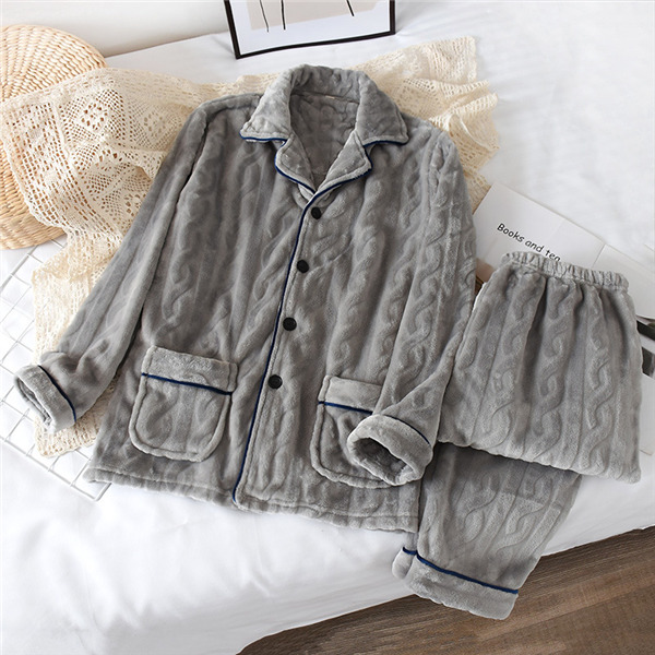 メンズ レディース 部屋着 パジャマ ケーブル柄 ルームウェア ペアパジャマ 寝巻き もこもこ 長袖 前開き 上下セット 秋 冬 冬 セットアップ 