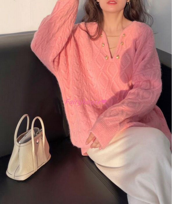 ニットトップス レディース 秋冬 40代 長袖 ニットトップス オシャレ ショット丈ニットソー ゆったりプルオーバー 韓国風 秋服 無地Vネックセーター 50代30代 