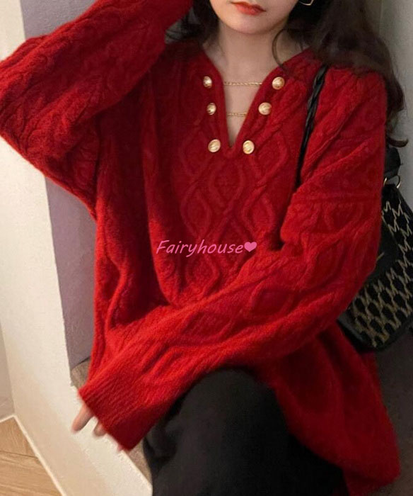 ニットトップス レディース 秋冬 40代 長袖 ニットトップス オシャレ ショット丈ニットソー ゆったりプルオーバー 韓国風 秋服 無地Vネックセーター 50代30代 