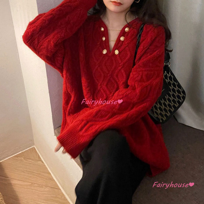 ニットトップス レディース 秋冬 40代 長袖 ニットトップス オシャレ ショット丈ニットソー ゆったりプルオーバー 韓国風 秋服 無地Vネックセーター 50代30代 