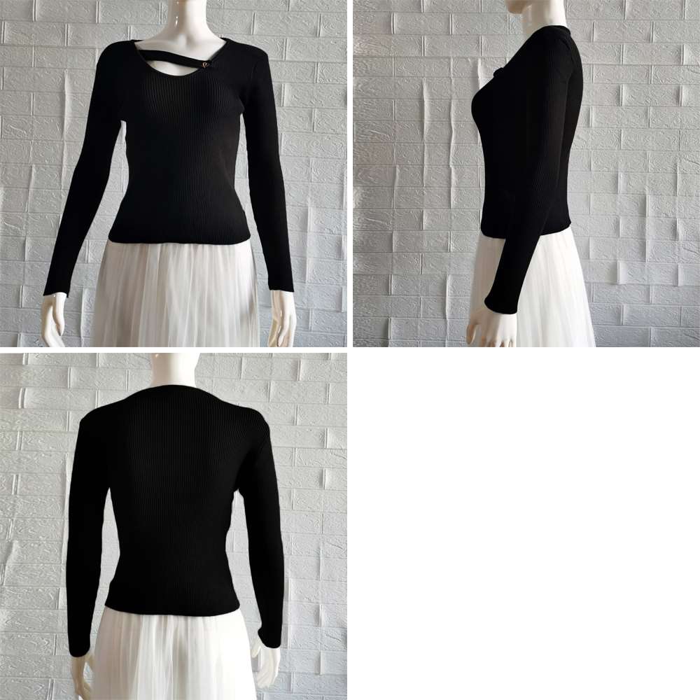 Vネック リブニット トップス 大人  