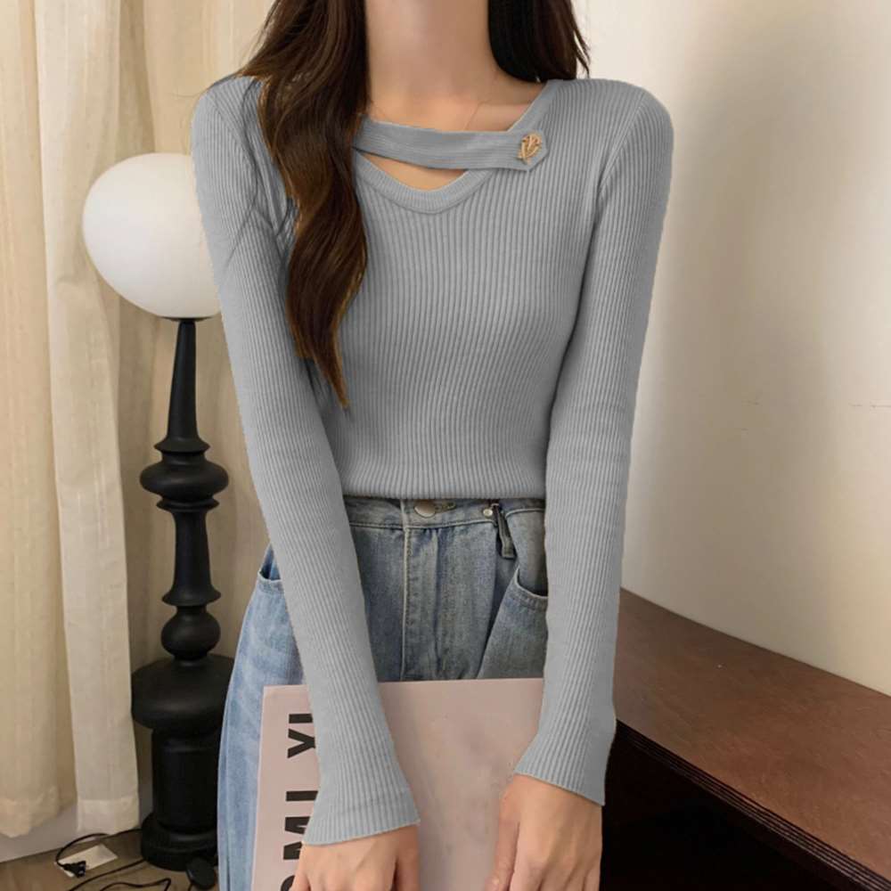Vネック リブニット トップス 大人  