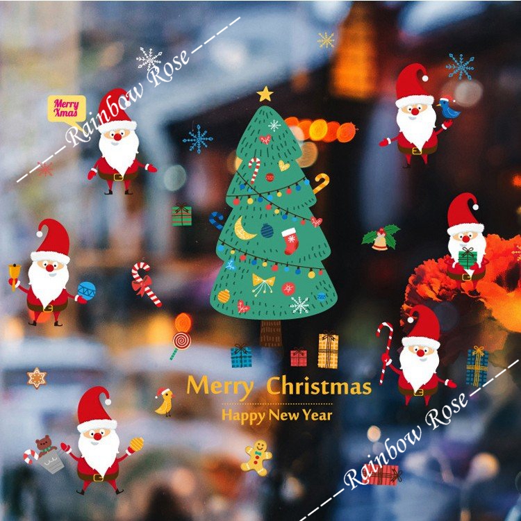 クリスマスウォールステッカー サンタクロース クリスマスツクリスマスデコレーション 店舗ディスプレイ  