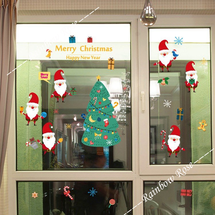 クリスマスウォールステッカー サンタクロース クリスマスツクリスマスデコレーション 店舗ディスプレイ  