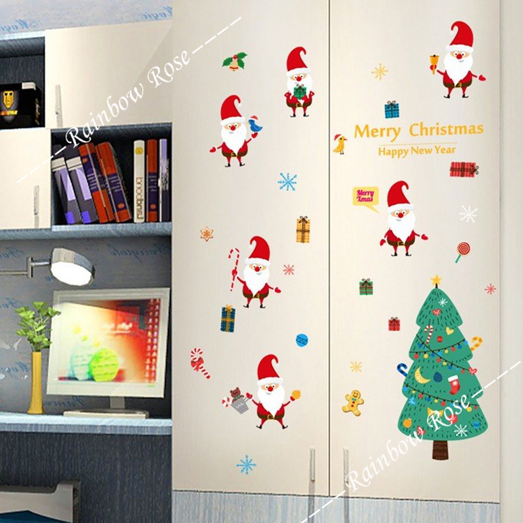 クリスマスウォールステッカー サンタクロース クリスマスツクリスマスデコレーション 店舗ディスプレイ  