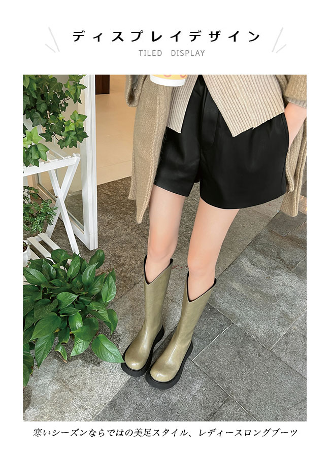 送料無料 ロングブーツ レディース ジョッキーブーツ 厚底 5.5CM 美脚 ワークブーツ 秋 エンジニアブーツ 厚底ブーツ ブーツ 後ろファスナー 冬 