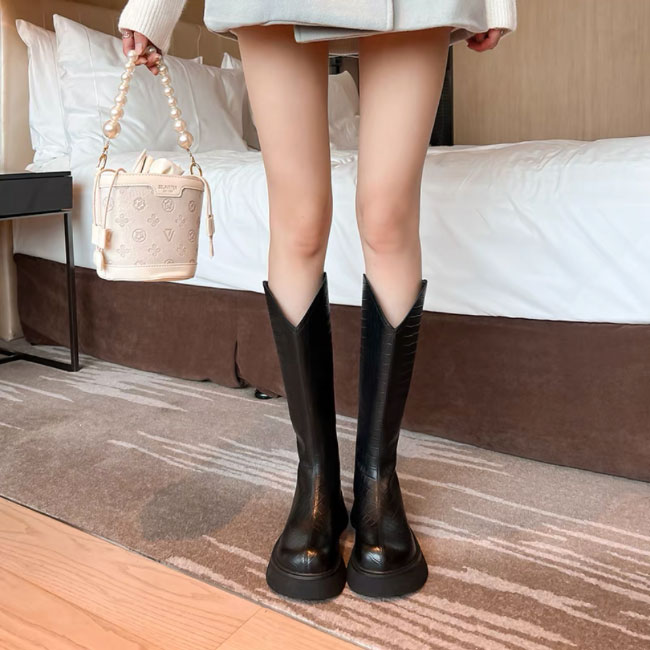 送料無料 ロングブーツ レディース ジョッキーブーツ 厚底 5.5CM 美脚 ワークブーツ 秋 エンジニアブーツ 厚底ブーツ ブーツ 後ろファスナー 冬 