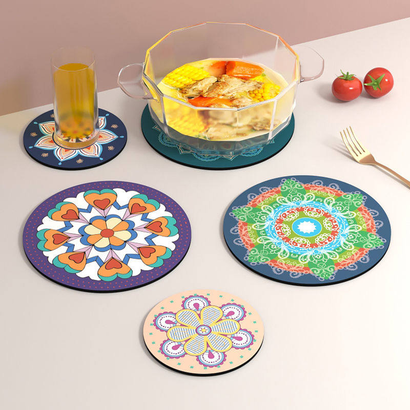 お取り寄せ商品 コースター 6枚セット 選べる2サイズ コップ敷き インディアン風 食器マット カップマット ランチョンマット テーブルマット コップマット 