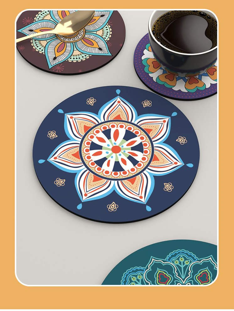 お取り寄せ商品 コースター 6枚セット 選べる2サイズ コップ敷き インディアン風 食器マット カップマット ランチョンマット テーブルマット コップマット 