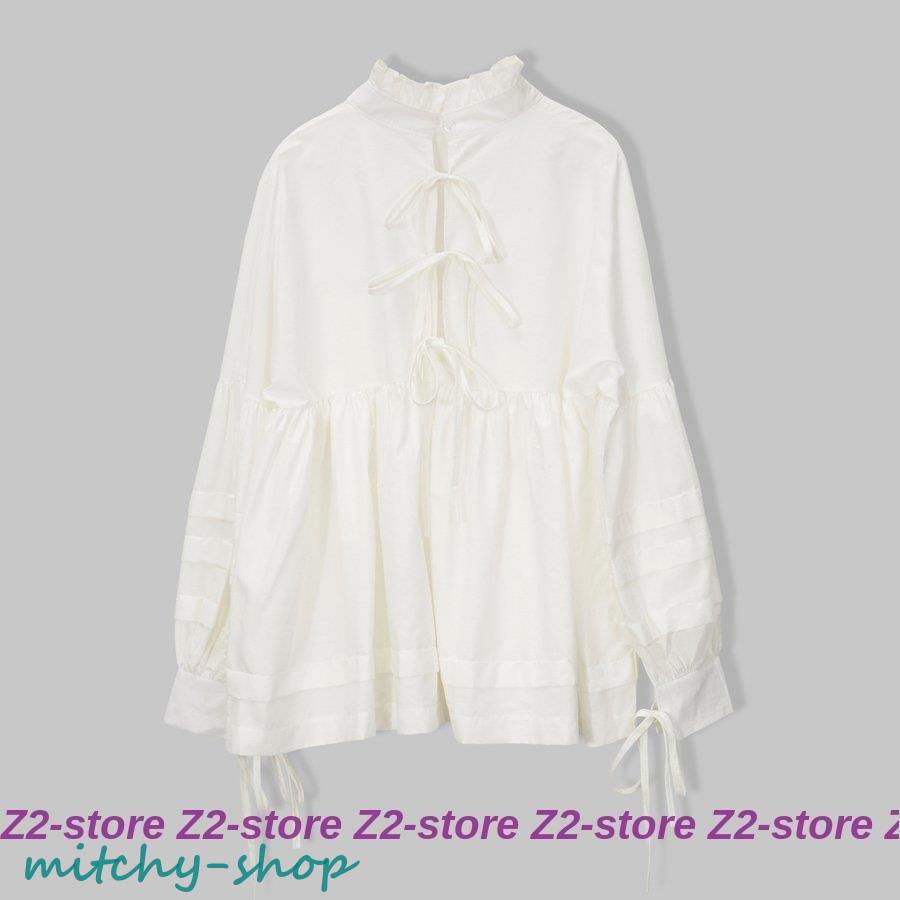 ブラウス レディース 秋物 春 秋 ハイネック 40代 フ長袖トップス オシャレ フリル衿 ゆったり リボン OL 着痩せ 春コーデ 20代 ギャザー 大人 通勤 