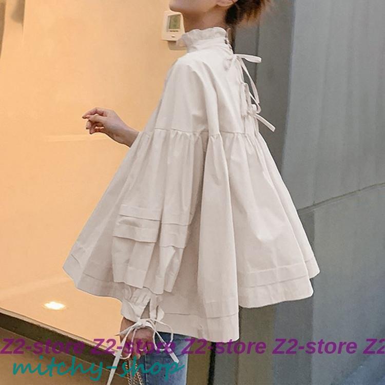 ブラウス レディース 秋物 春 秋 ハイネック 40代 フ長袖トップス オシャレ フリル衿 ゆったり リボン OL 着痩せ 春コーデ 20代 ギャザー 大人 通勤 