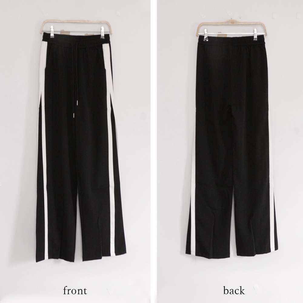 サイドライン セミワイド パンツ レディース  