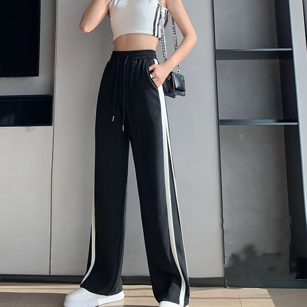 サイドライン セミワイド パンツ レディース  